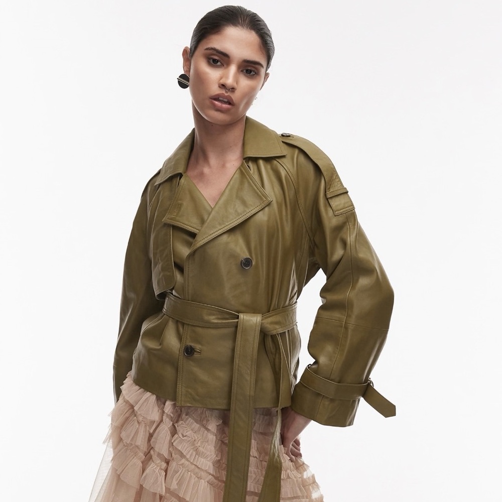 ALLSAINTS Reed Cropped Leather Trench Coat